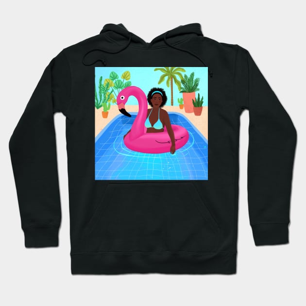 Flamingo pool Hoodie by Salty Siren Studios